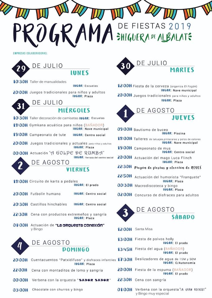 Programa de fiestas de Higuera de Albalat 2019